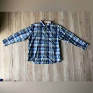 Van Heusen Men’s XXL 18-18.5 Blue Green Plaid Button Down Shirt Big & Tall